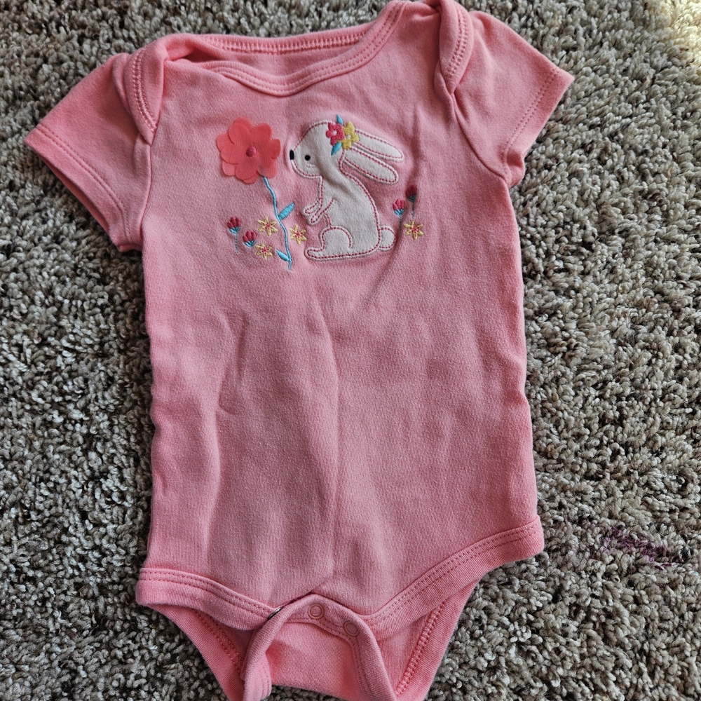 Rene Rofe Pink Floral Bunny Bodysuit